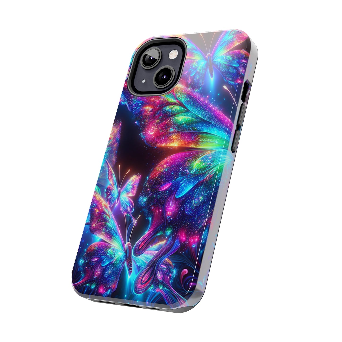 "Butterfly Prism Eruption" NEON Butterflies Tough Phone Case
