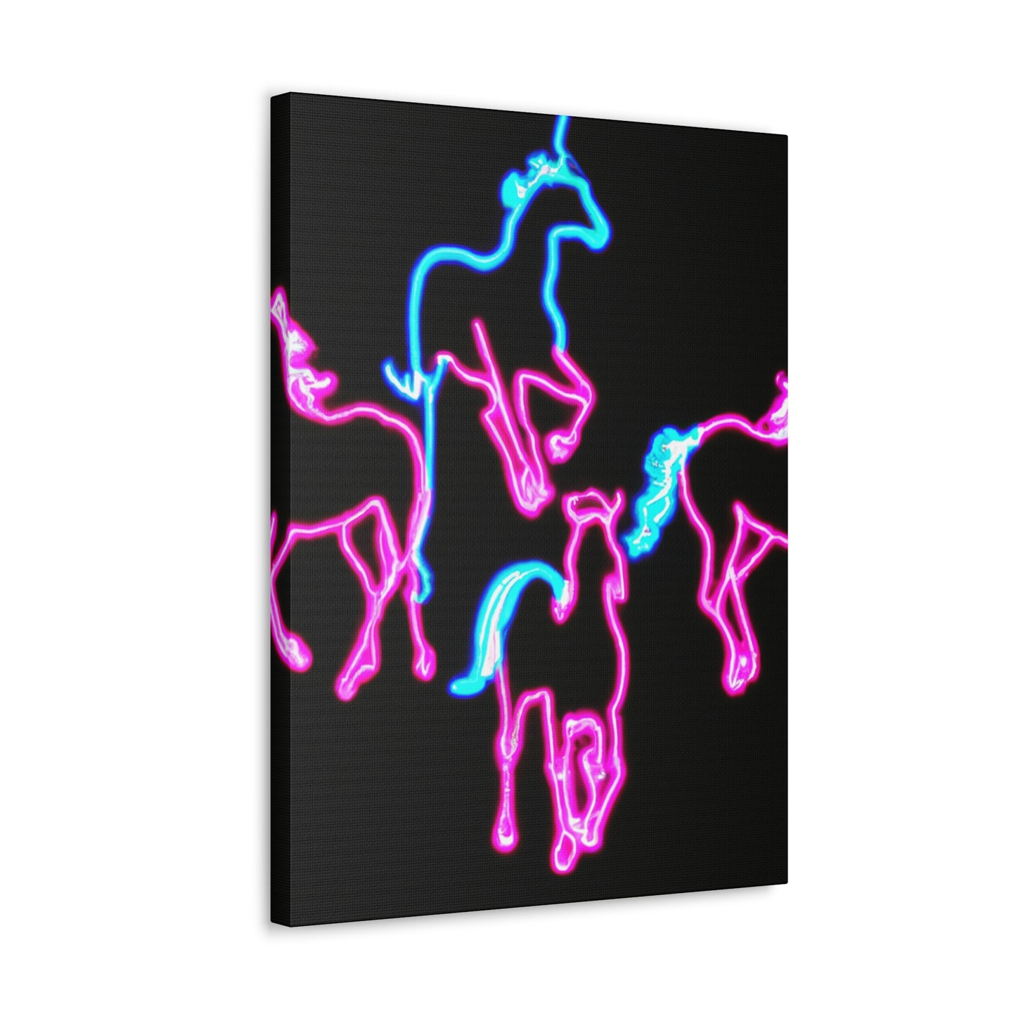"Enchanted Fluorescence" NEON Unicorns Art Canvas