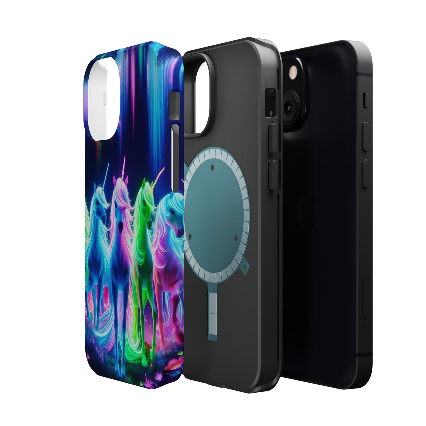 Neon Unicorn Pods. Neon Unicorns Premium Art Magsafe Magnet Tough IPhone 13 14 15 Pro Plus Max and Mini in Matte and Glossy Phone cases