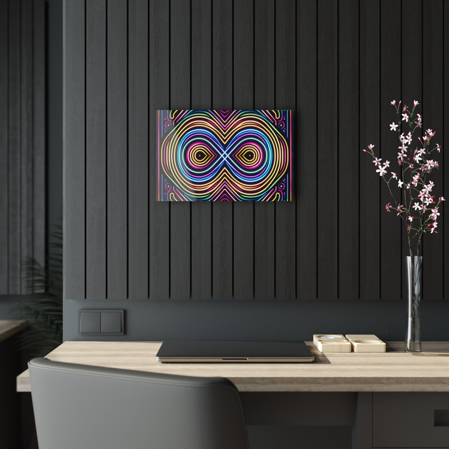 Neon Infinity Fantasia. Trippy infity Pattern 1/4" Glossy Acrylic Art