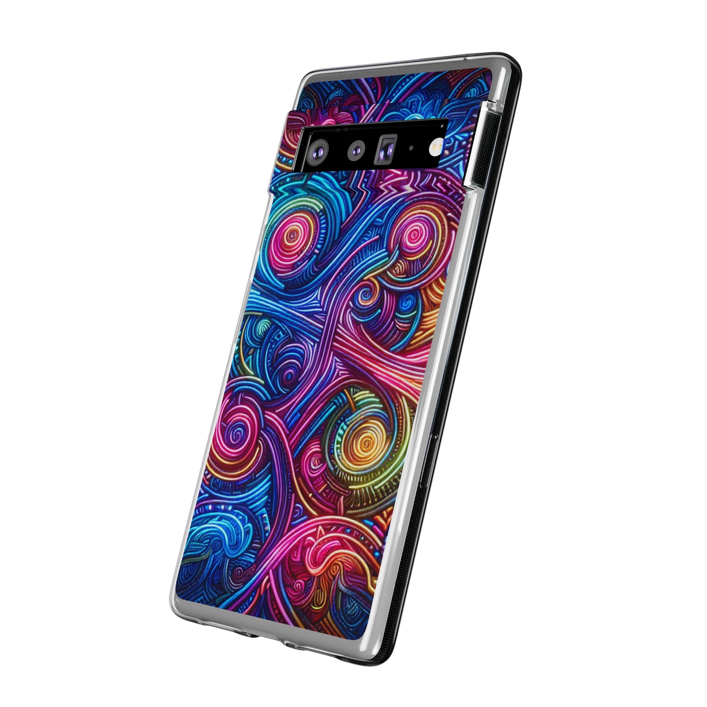 Vibrant Trippy Neon Infinity Ripples. Infinity Patterns Art Polycarbonate Phone Case Samsung Galaxy s21 s22 Google Pixel 6 Iphone 11 12 13 14 Pro Max Mini Plus
