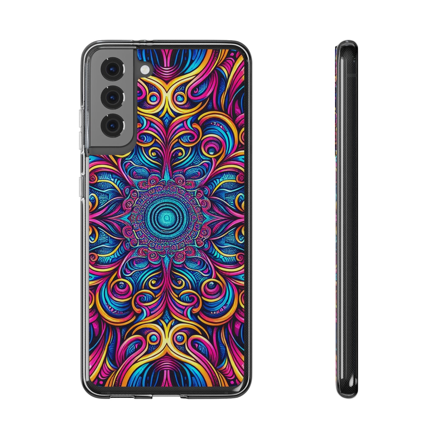 "Fantasia of Fluorescence" Infinity Patterns Art Polycarbonate Phone Case Samsung Galaxy s21 s22 Google Pixel 6 Iphone 11 12 13 14 Pro Max Mini Plus