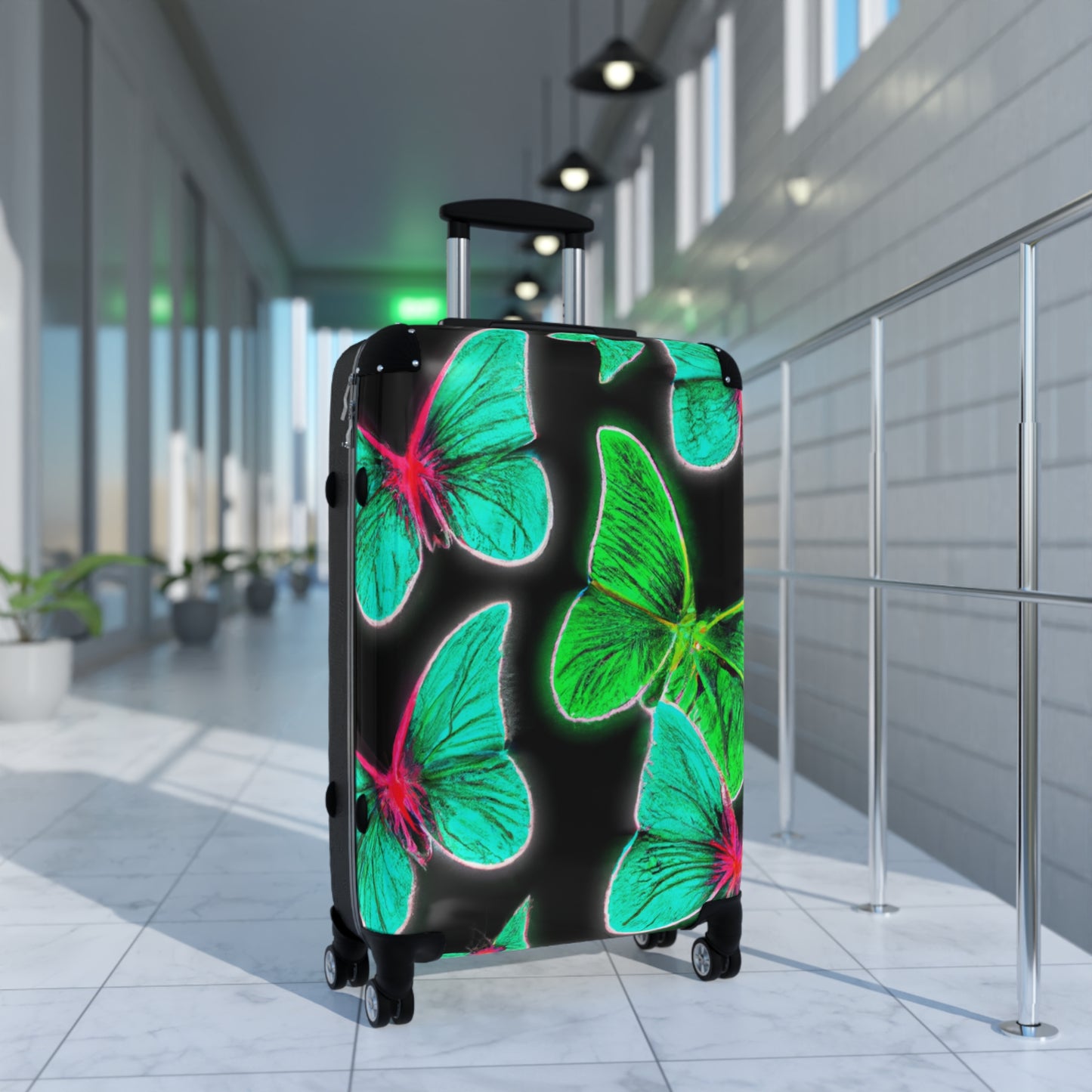 "Neon Dreams of Butterflies" - Neon Butterflies  Suitcase