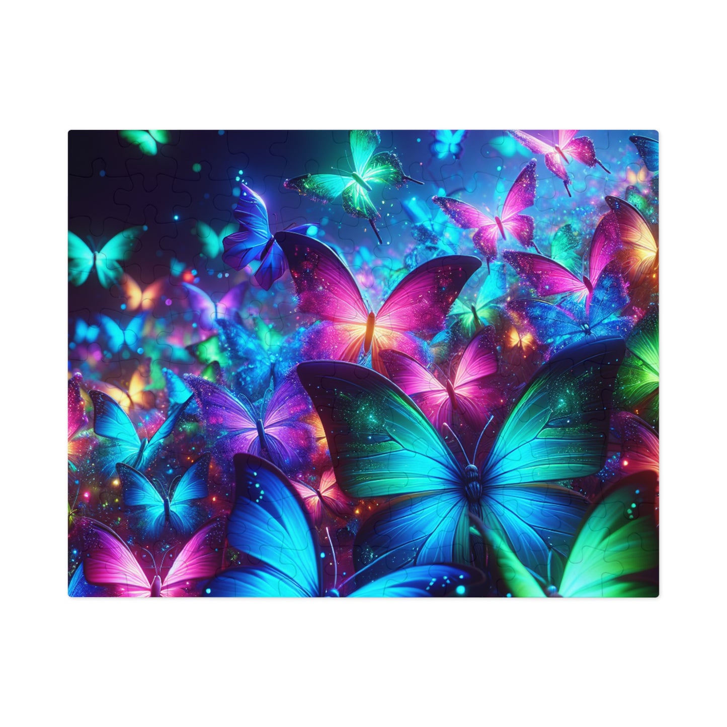 Neon Flutter. - Neon Butterflies Puzzle30, 110, 252, and 1000 Pieces
