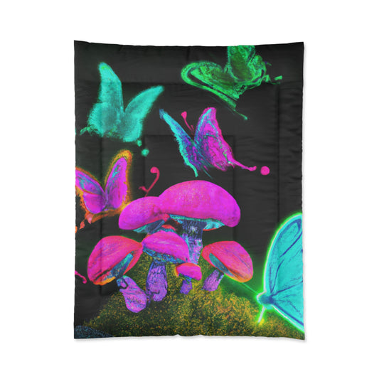 Neonescence. Butterflies & Mushrooms Comforter Blanket