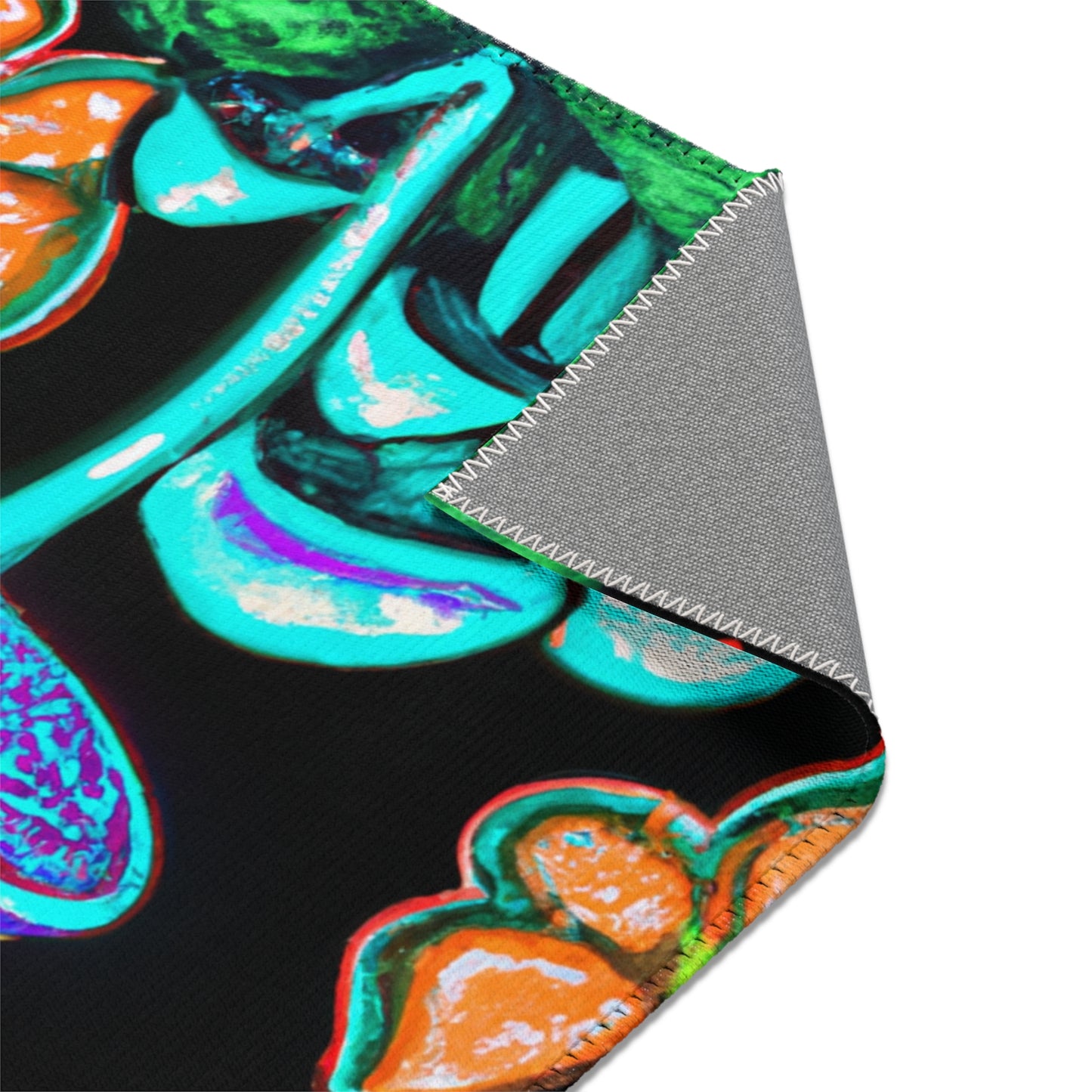 "Neon Flutter 'n Fungi" Butterflies & Mushrooms Area Rug