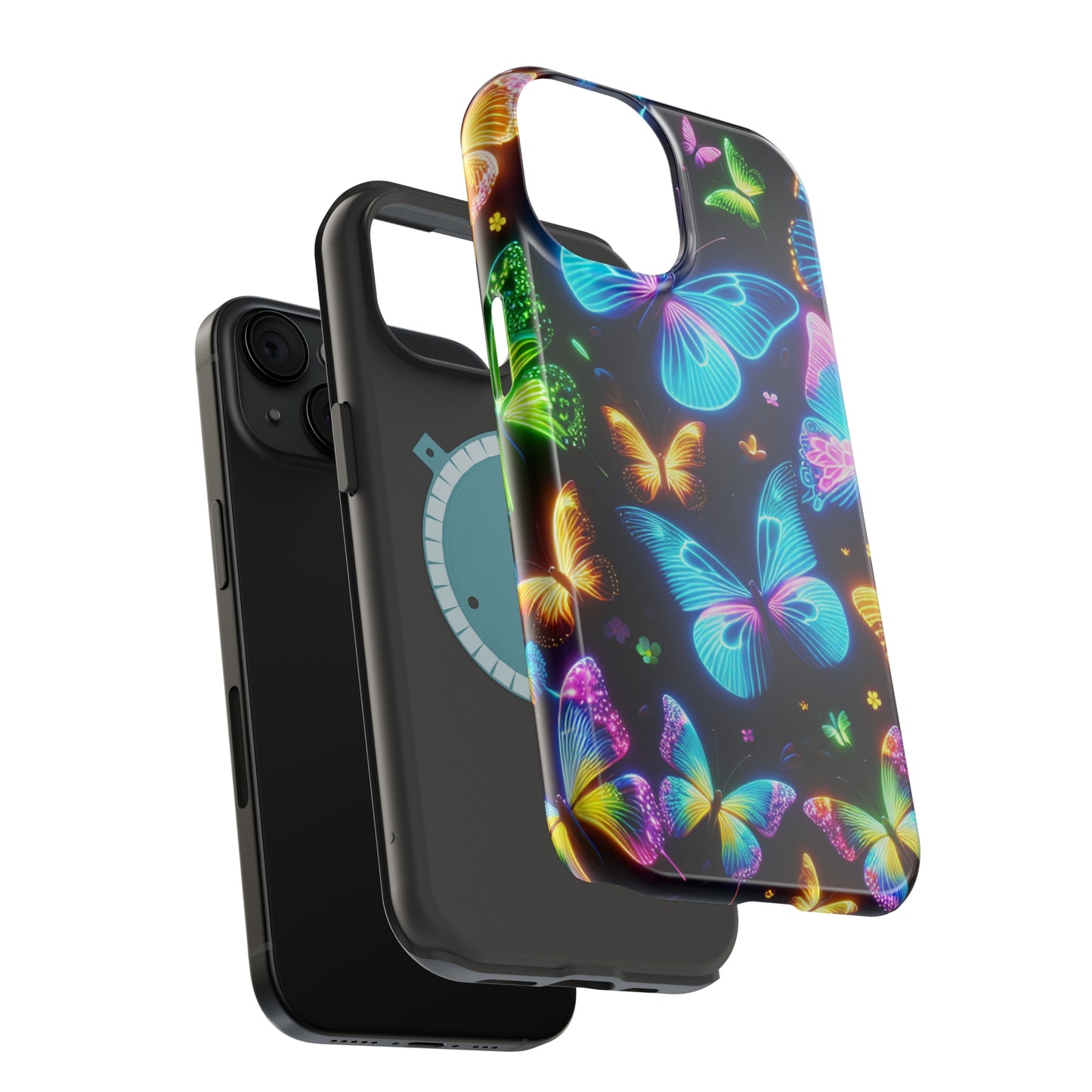 Luminous Butterfly Radiance Neon Butterflies Premium Art Magsafe Magnet Tough IPhone 13 14 15 Pro Plus Max and Mini in Matte and Glossy Phone cases