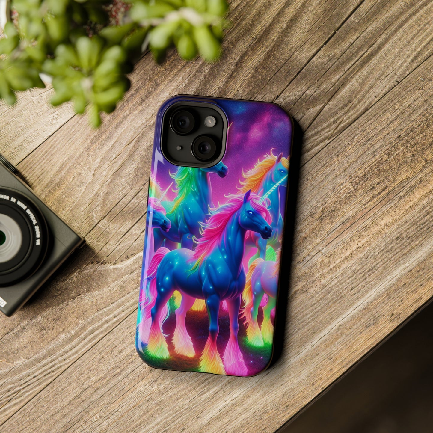 Neon Unicorn Congregation Neon Unicorns Premium Art Magsafe Magnet Tough IPhone 13 14 15 Pro Plus Max and Mini in Matte and Glossy Phone cases