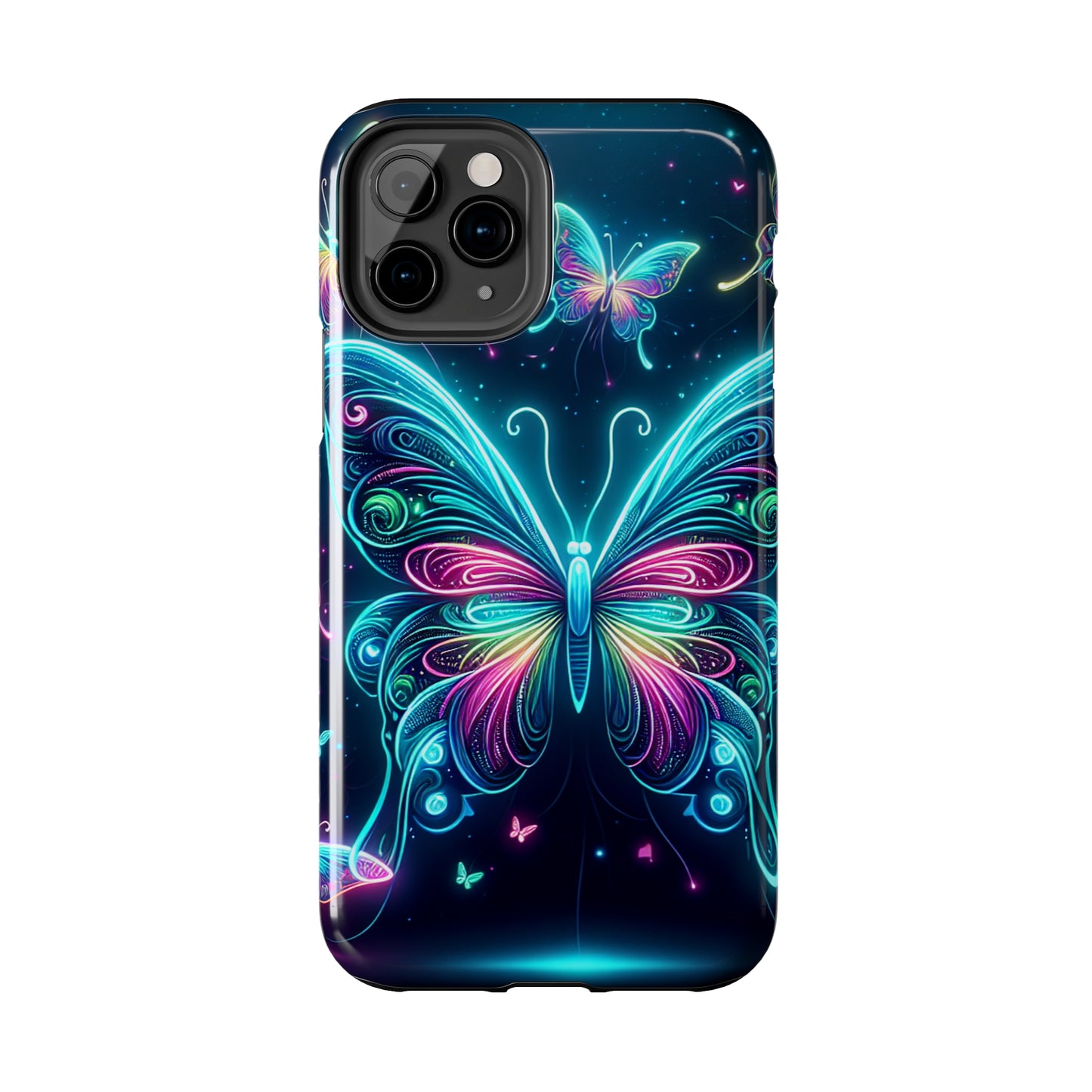 "Neon Butterfly Glo-Rama" NEON Butterflies Tough Phone Case Iphone 6 7 8 9 10 11 12 13 14 SE X XR XS Pro Max Mini Plus