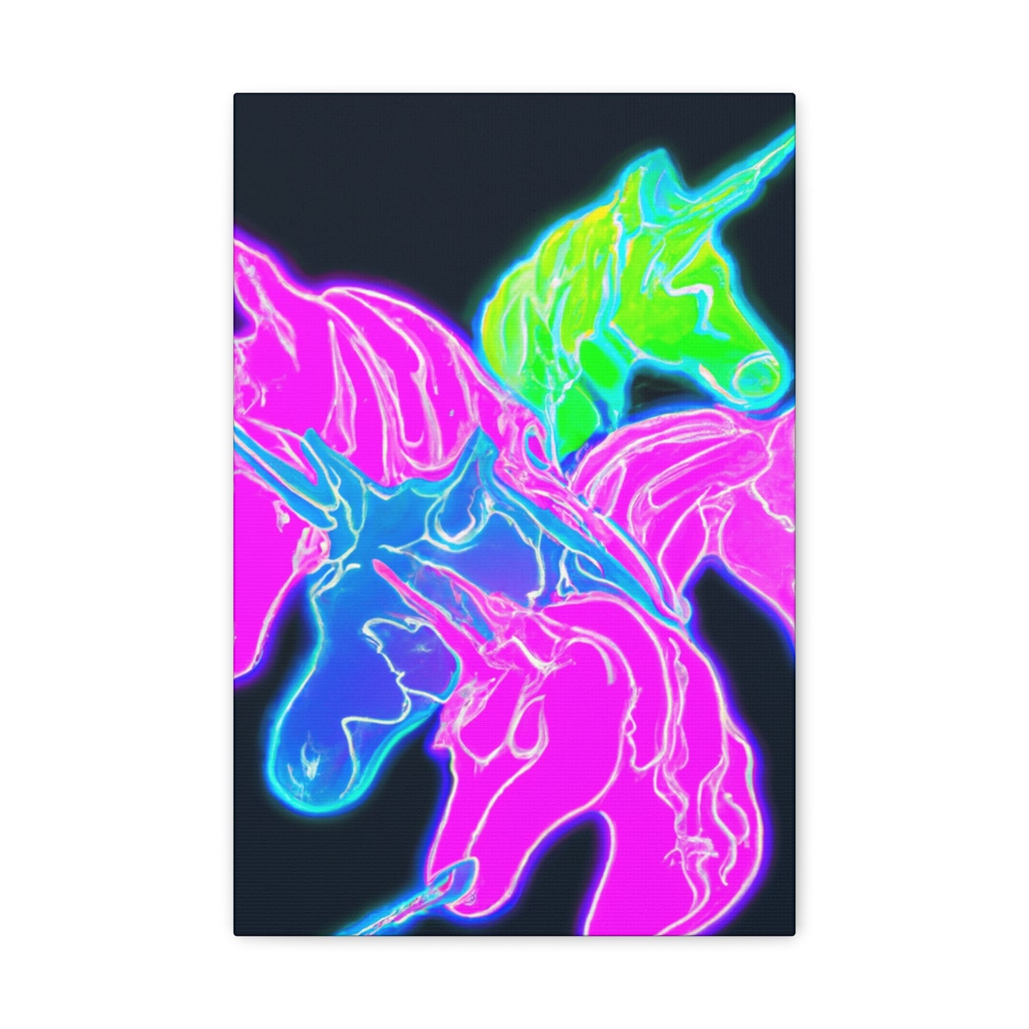 Neon Flurry Unicorns. NEON Unicorns Art Canvas