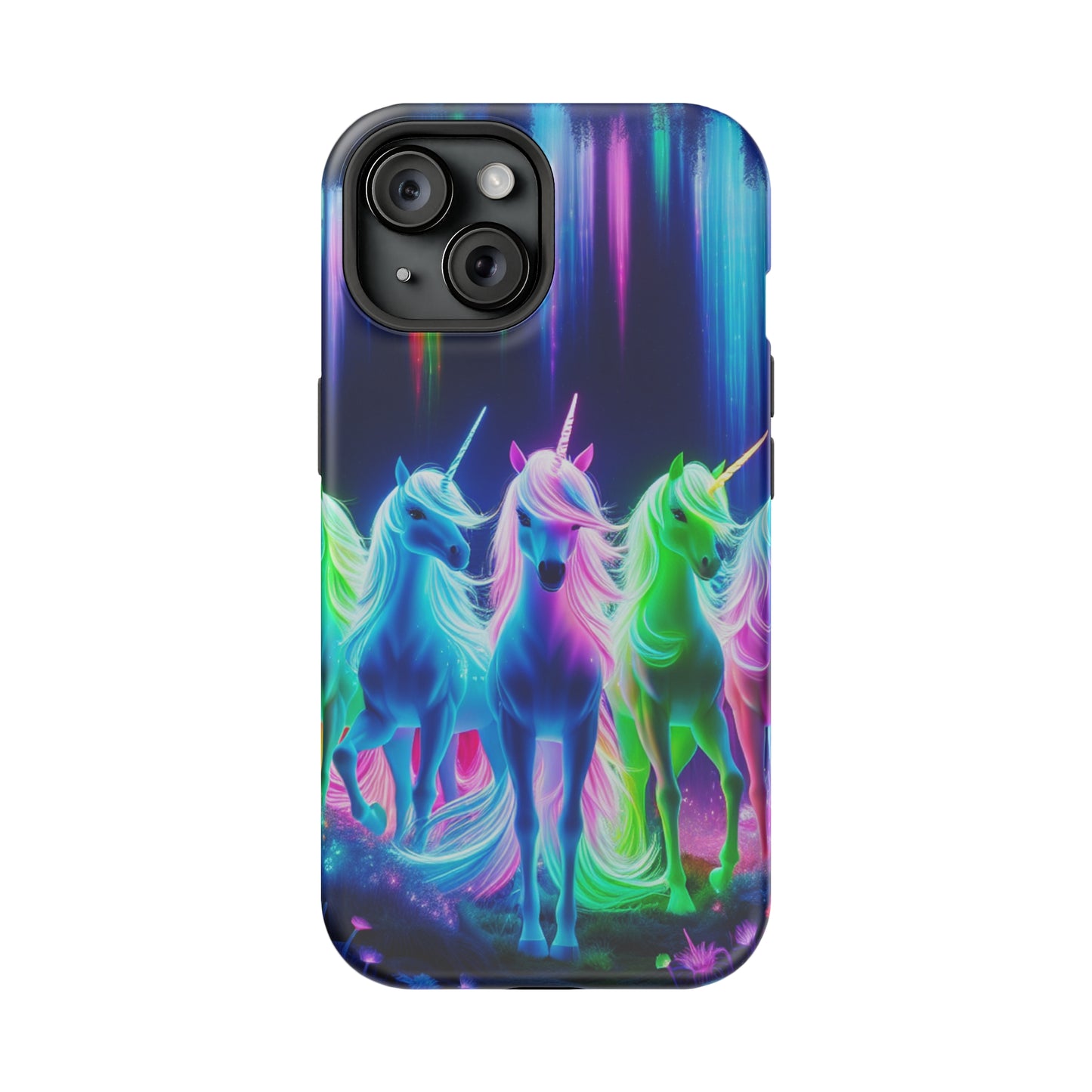 Neon Unicorn Pods. Neon Unicorns Premium Art Magsafe Magnet Tough IPhone 13 14 15 Pro Plus Max and Mini in Matte and Glossy Phone cases