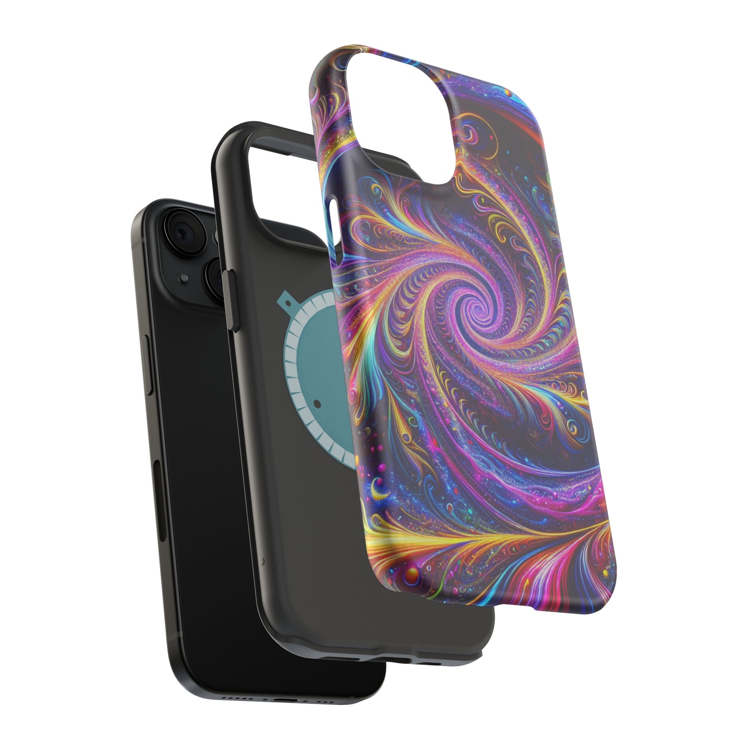 Vivid Psychedelic Cosmic Euphoria. Neon Trippy Infinity Patterns Premium Art Magsafe Magnet Tough IPhone 13 14 15 Pro Plus Max and Mini in Matte and Glossy Phone cases