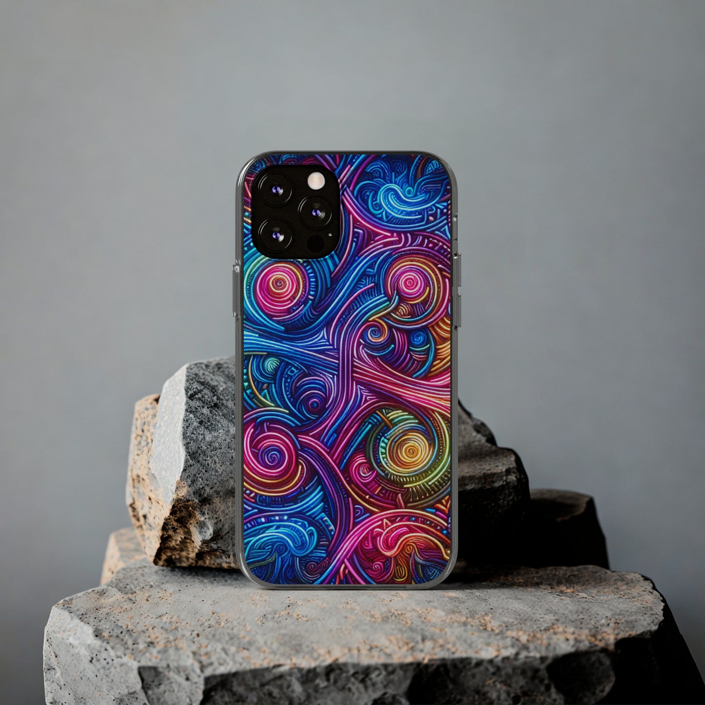 Vibrant Trippy Neon Infinity Ripples. Infinity Patterns Art Polycarbonate Phone Case Samsung Galaxy s21 s22 Google Pixel 6 Iphone 11 12 13 14 Pro Max Mini Plus
