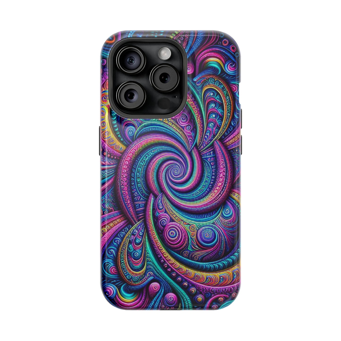 Cosmic Quasar Dreams. Neon Trippy Infinity Patterns Premium Art Magsafe Magnet Tough IPhone 13 14 15 Pro Plus Max and Mini in Matte and Glossy Phone cases