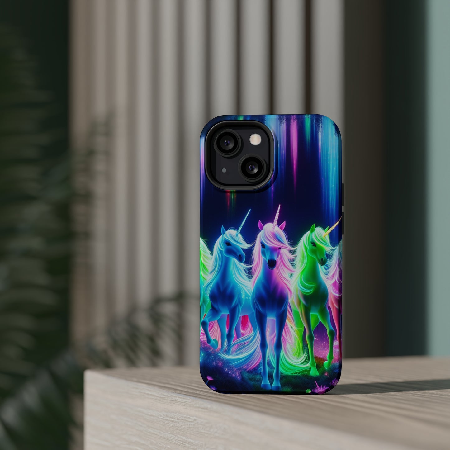 Neon Unicorn Pods. Neon Unicorns Premium Art Magsafe Magnet Tough IPhone 13 14 15 Pro Plus Max and Mini in Matte and Glossy Phone cases