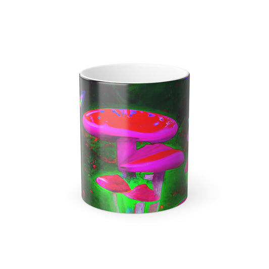Magical Neon Monarchy. Mushrooms & Butterflies 11oz Color Morphing Mug
