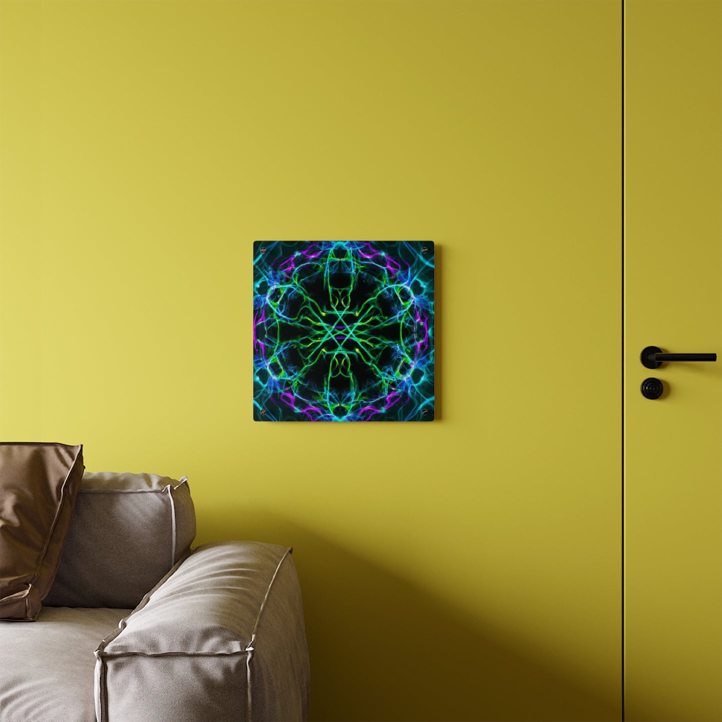 Neon Infinity Maze. Trippy Infinity Patterns Acrylic Art Panel