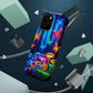 "Neon Garden Delight" Neon Butterflies and Mushrooms Premium Art Magsafe Magnet Tough IPhone 13 14 15 Pro Plus Max and Mini in Matte and Glossy Phone cases