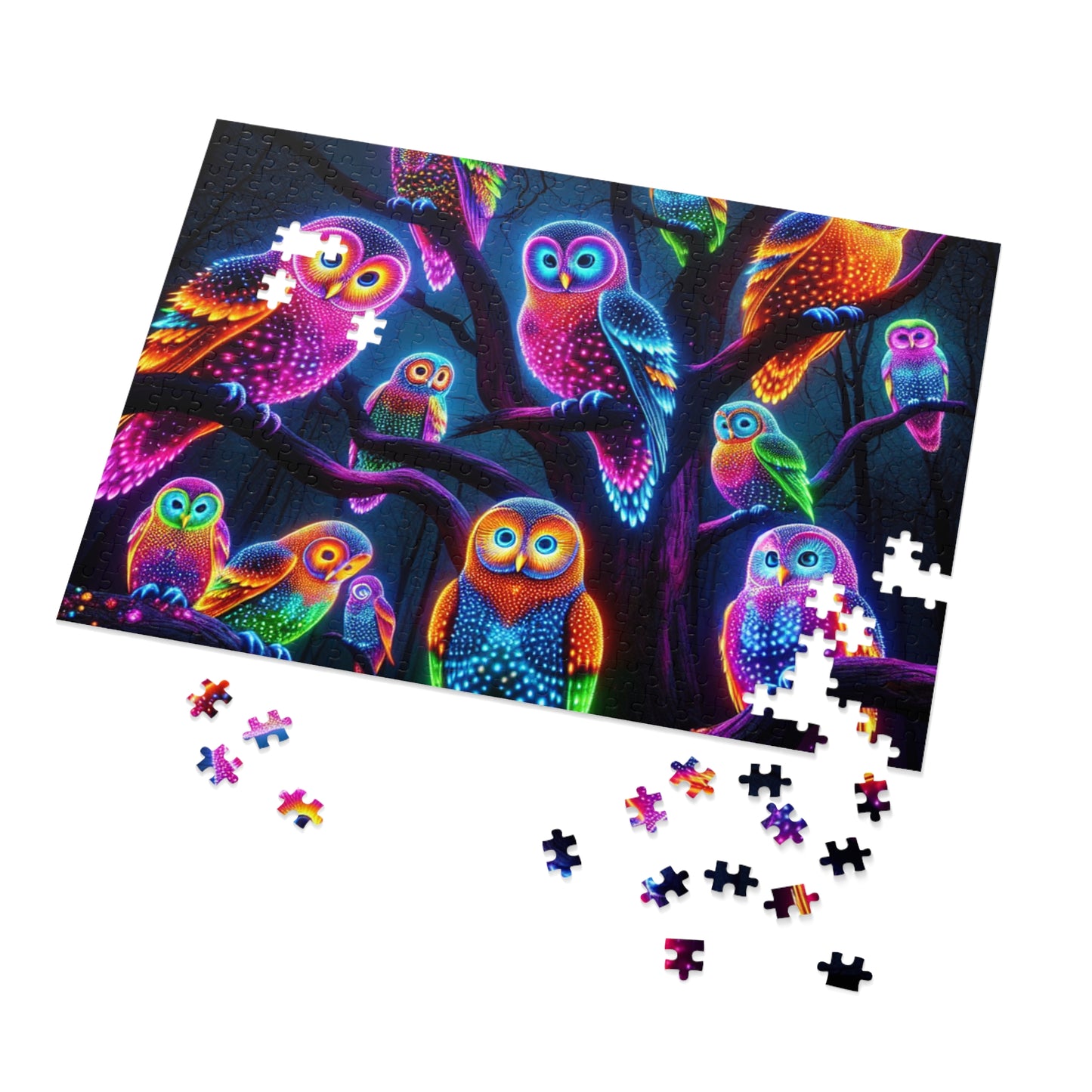 Neon Owlflock. - Neon Owls Puzzle