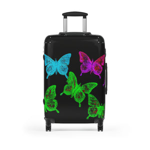 "Neon Flutterings" - Neon Butterflies  Suitcase