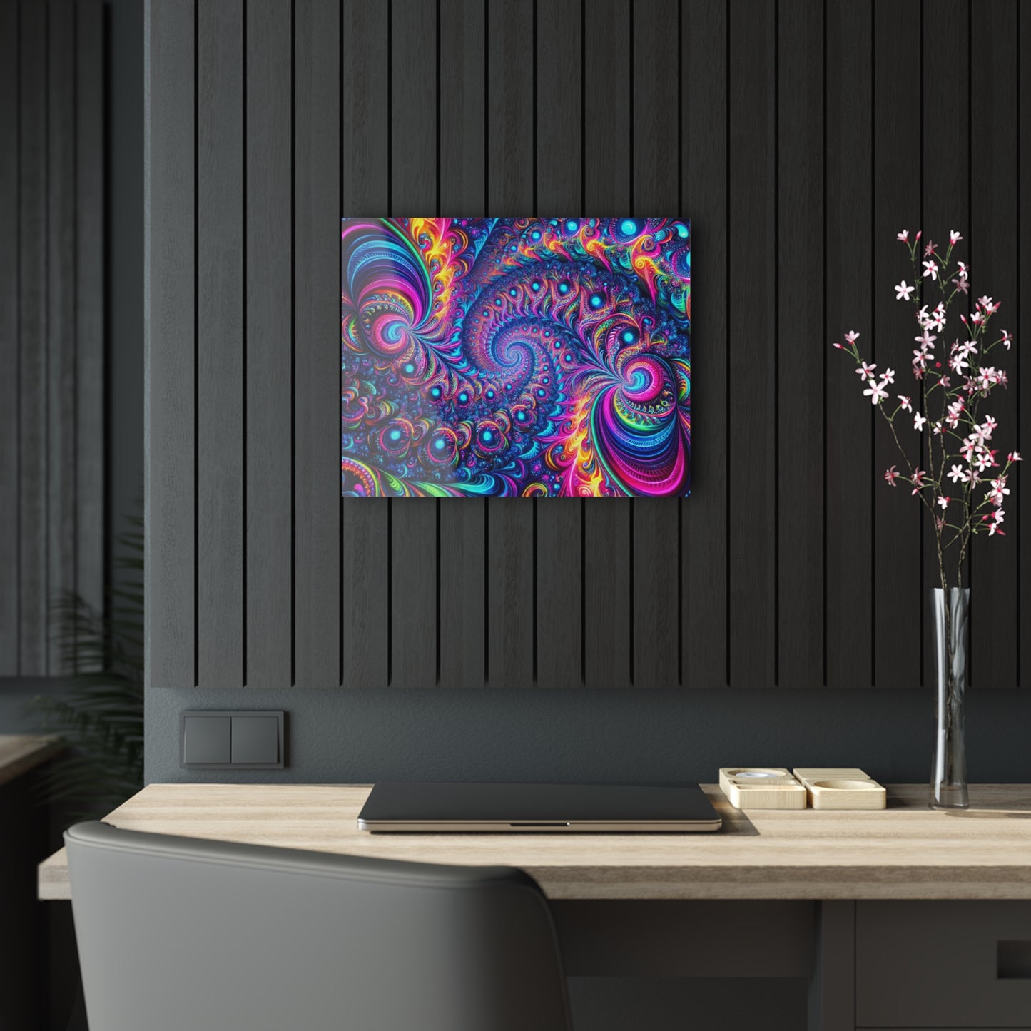 "Psychedelic Spacetime Dance" Trippy infity Pattern 1/4" Glossy Acrylic Art