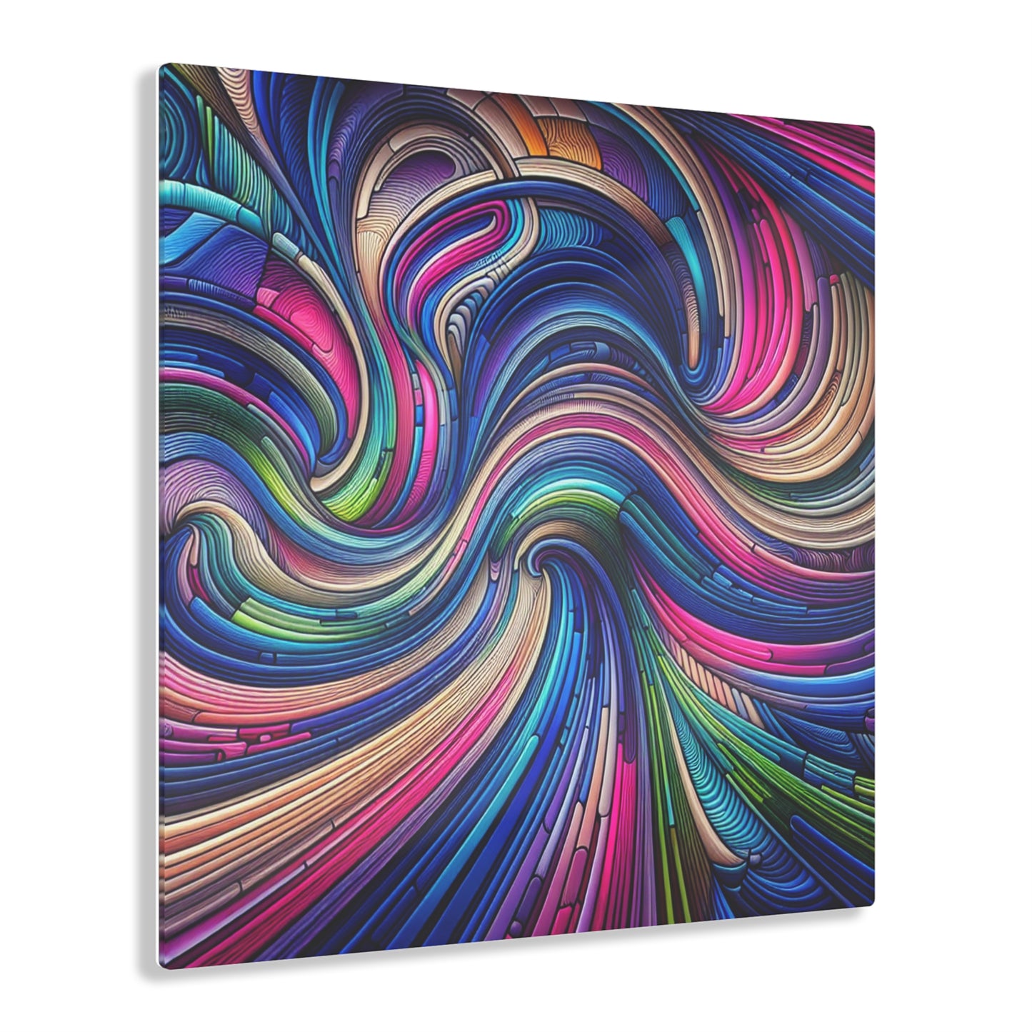 "Infinite Parallax of Neon Hues" Trippy infinity Pattern 1/4" Glossy Acrylic Art