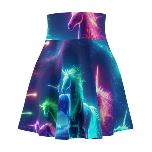 "Cosmic Magic Dreams" -NEON Unicorns Woman' Skater Skirt