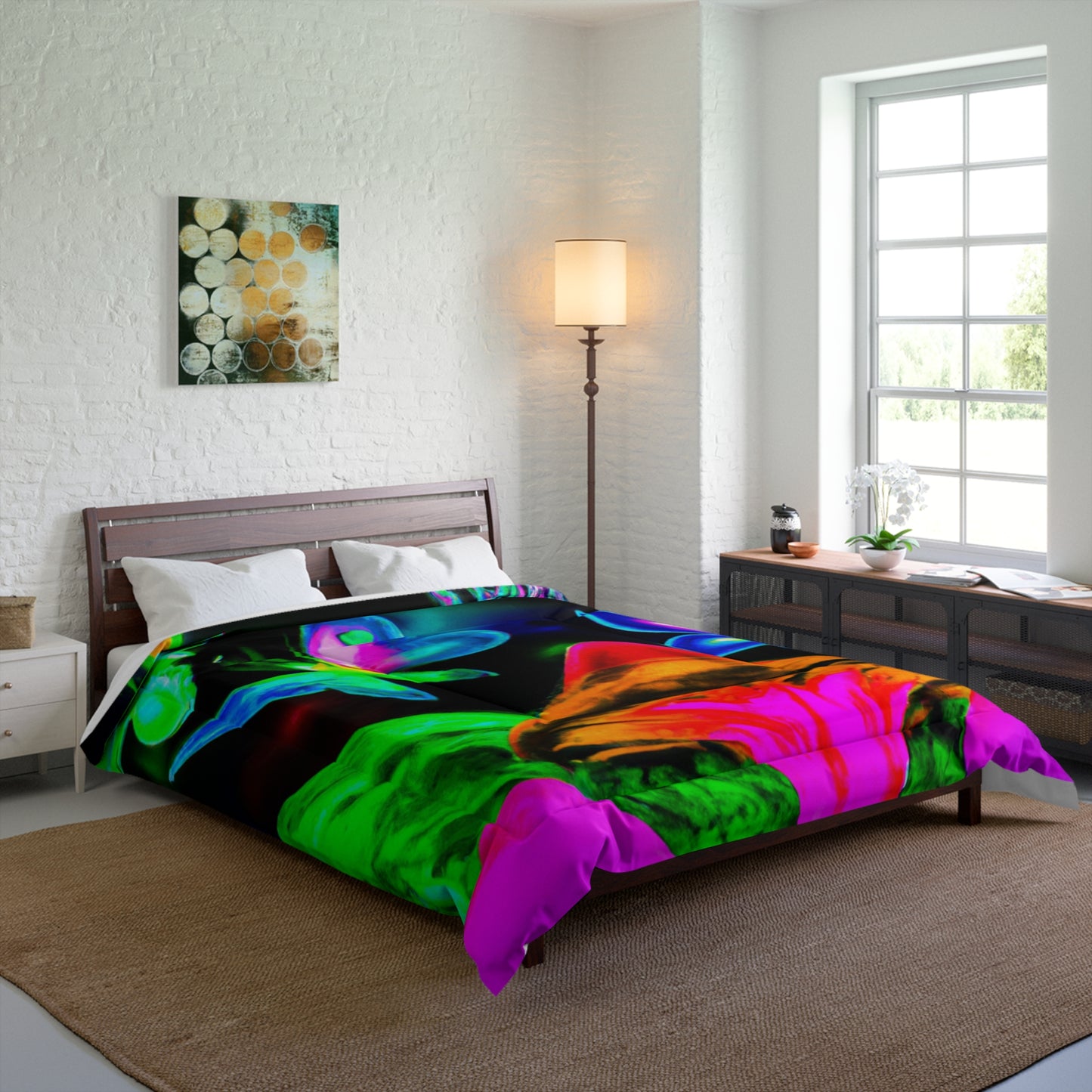 Vivid Cosmos. Butterflies & Mushrooms Comforter Blanket