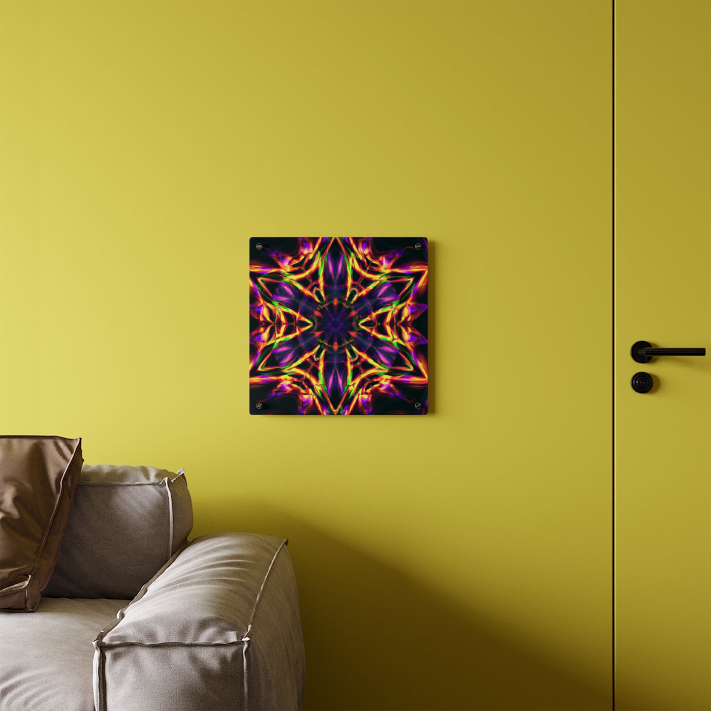 Neon Ascension. Trippy Infinity Patterns Acrylic Art Panel