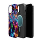 "Neon Flutterburst" Neon Butterflies Premium Art Magsafe Magnet Tough IPhone 13 14 15 Pro Plus Max and Mini in Matte and Glossy Phone cases