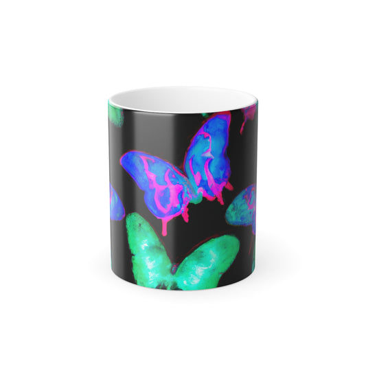 Neon Flutterings. Neon Butterflies 11oz Color Morphing Mug