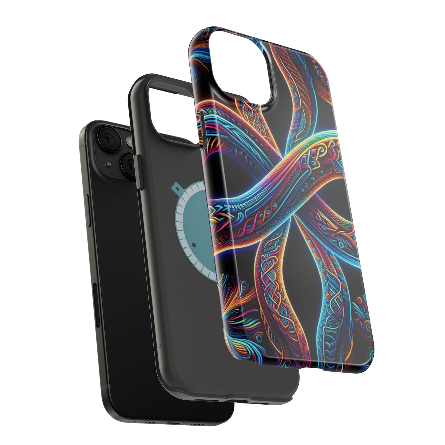 Vibrant Infinity Nocturne Neon Trippy Infinity Patterns Premium Art Magsafe Magnet Tough IPhone 13 14 15 Pro Plus Max and Mini in Matte and Glossy Phone cases