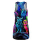 "Luminescent Nocturne" Neon Owls Racerback Dress