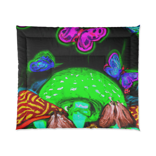 Neon Fantasia. Butterflies & Mushrooms Comforter Blanket