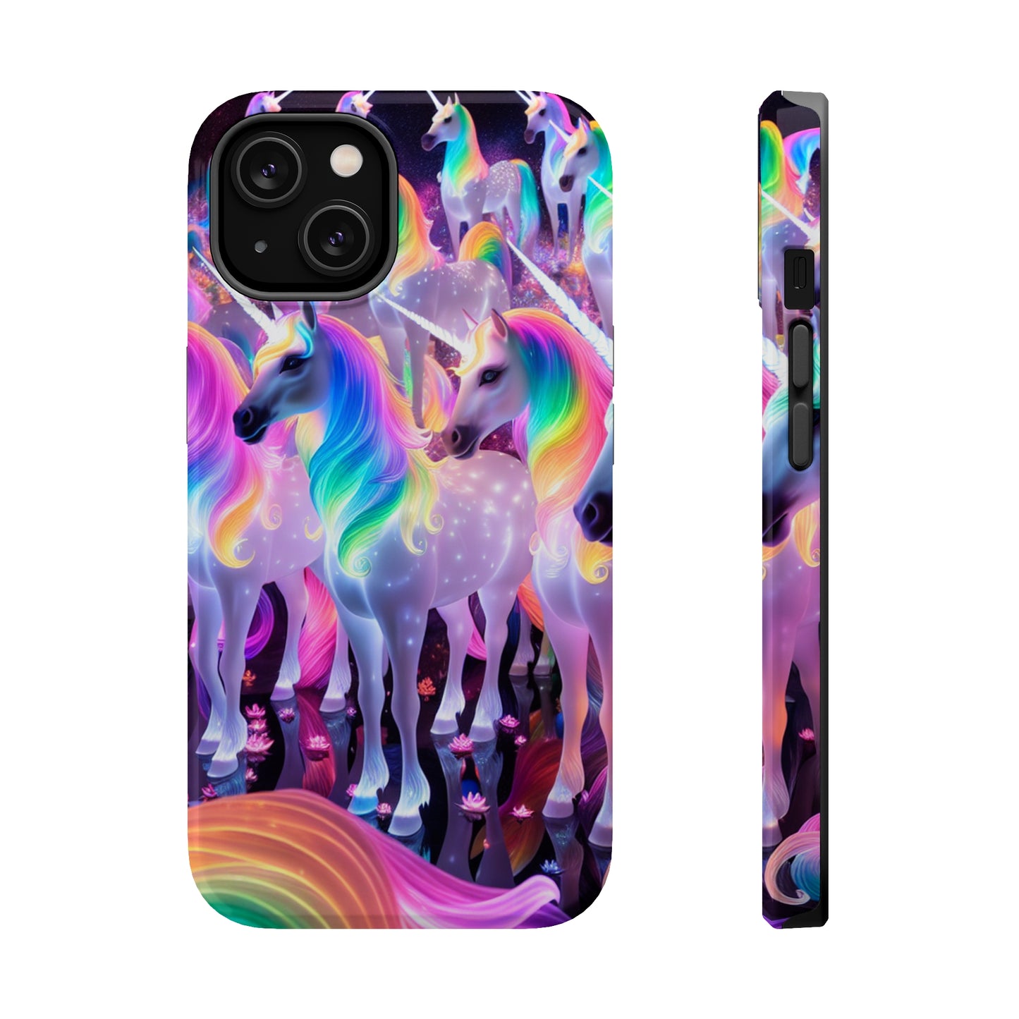 Neon Wonderland Unicorns Neon Unicorns Premium Art Magsafe Magnet Tough IPhone 13 14 15 Pro Plus Max and Mini in Matte and Glossy Phone cases