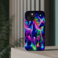 "Uni-Neon Fantasy" Neon Unicorns Premium Art Magsafe Magnet Tough IPhone 13 14 15 Pro Plus Max and Mini in Matte and Glossy Phone cases
