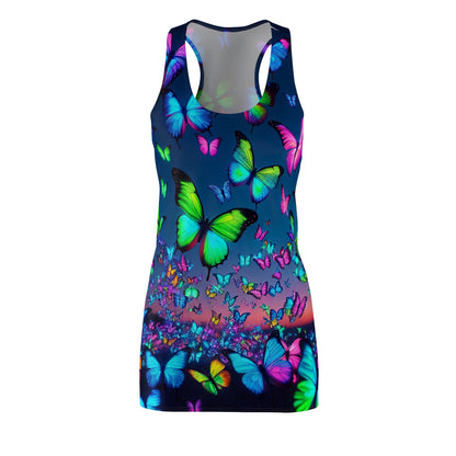 "Neon Butterfly River." Neon Butterflies  Racerback Dress