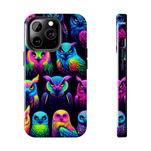 "Nocturnal Neon Glow" NEON Owls Tough Phone Case