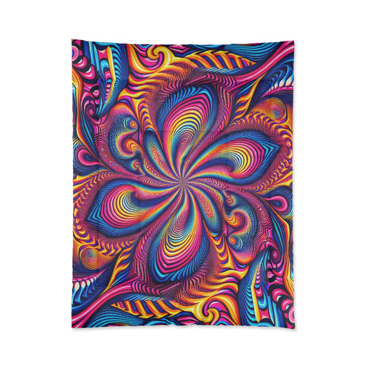 Neon Infinity Fantasia. Trippy Infinity Patterns Comforter Blanket