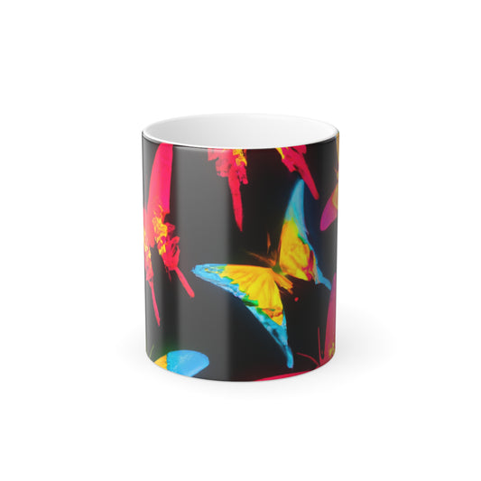 "Electric Butterfly Radiance" Neon Butterflies 11oz Color Morphing Mug