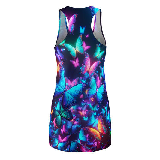 "Electric Flight of the Neon Butterflies" Neon Butterflies  Racerback Dress