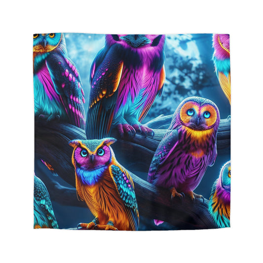 Giovanni Bartolomeo - NEON Owls Microfiber Duvet Cover