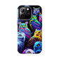 'Flock of Electric Flamses' NEON Owls Tough Phone Case