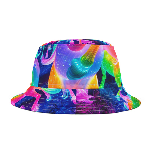 'Rainbow Mystique Unicorns' Neon Unicorns Bucket Hat