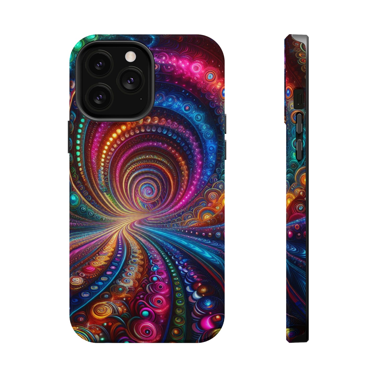 Neon Eternal Infinity Oasis. Neon Trippy Infinity Patterns Premium Art Magsafe Magnet Tough IPhone 13 14 15 Pro Plus Max and Mini in Matte and Glossy Phone cases