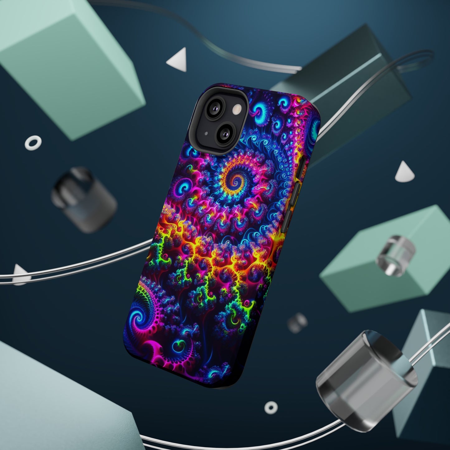 Twilight Infinyscape Neon Trippy Infinity Patterns Premium Art Magsafe Magnet Tough IPhone 13 14 15 Pro Plus Max and Mini in Matte and Glossy Phone cases