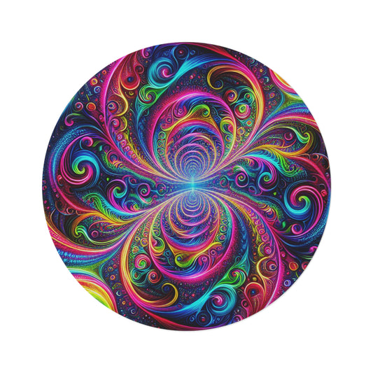 Vortex of Vivid Illumination. Infinity Patterns Round Rug