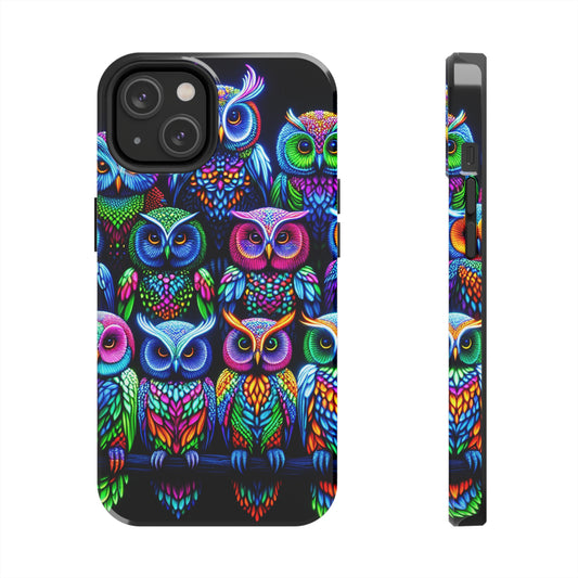 Neon Nocturnal Spectacle. NEON Owls Tough Phone Case
