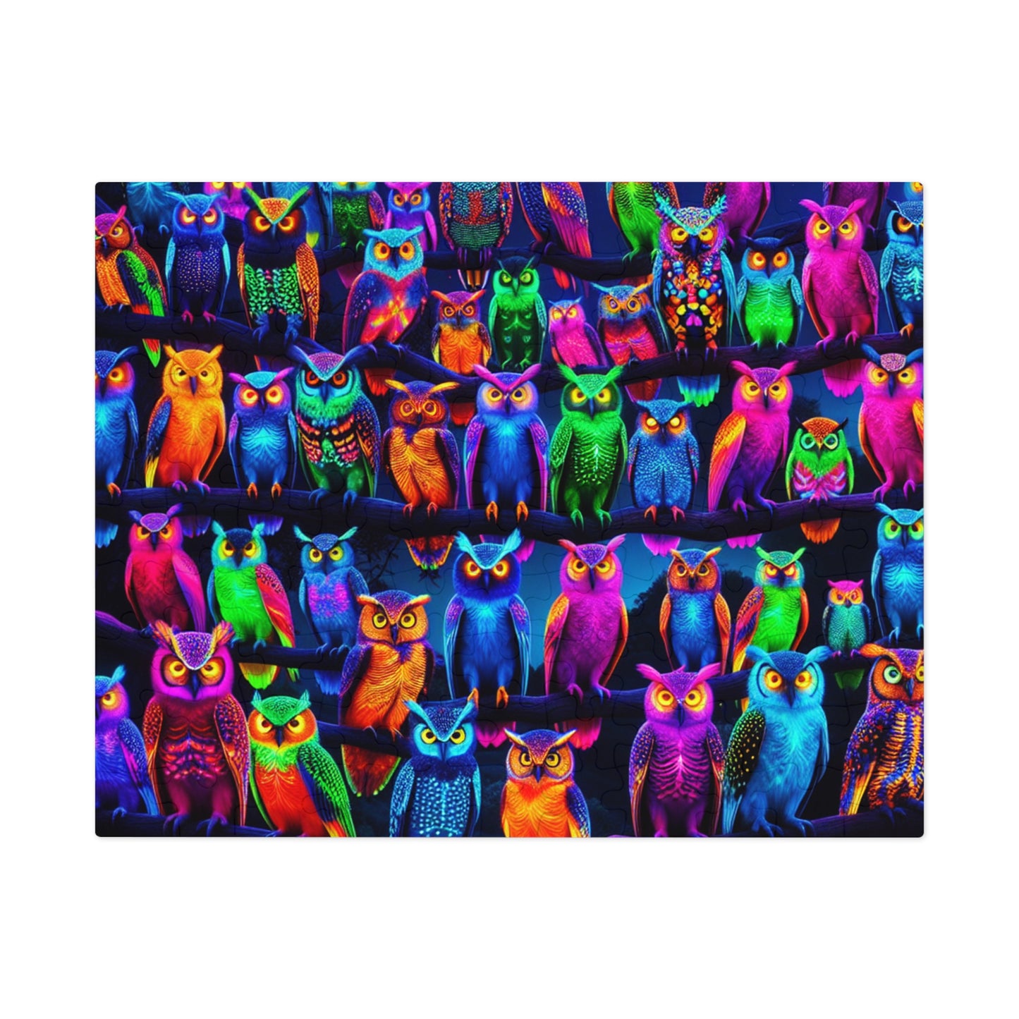 "Neon Owl Party" - Neon Owls Puzzle 30, 110, 252, and 1000 Pieces
