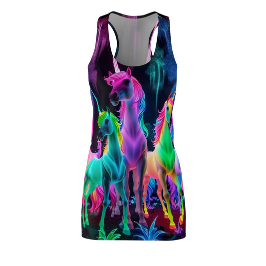 Neon Unicorn Splatter Neon Unicorns Racerback Dress